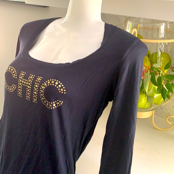 CHIC Women’s black stretch long sleeve top🟢 - Picture 3 of 8